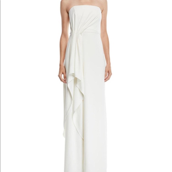 halston heritage white gown